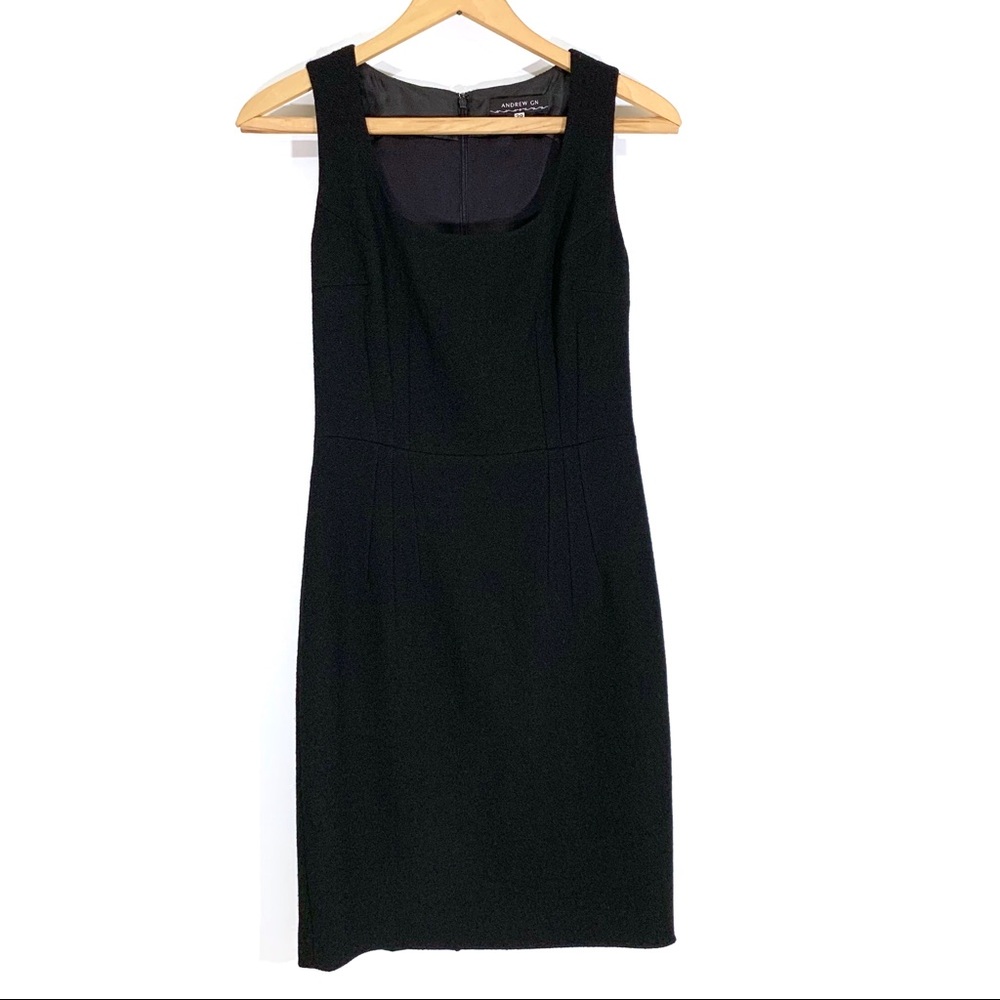 Andrew Gn Black Stretch Wool Sheath Dress - Picture 1 of 8